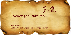 Forberger Nóra névjegykártya